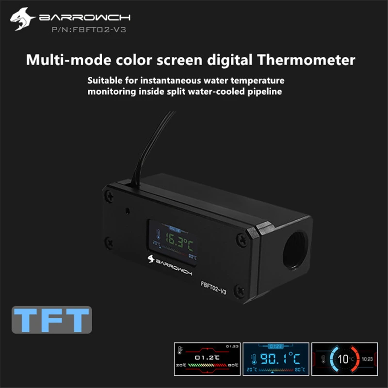 Многомодовый термометр Barrowch, цветной экран, OLED цифровой дисплей, измеритель температуры воды, FBFT02-V3