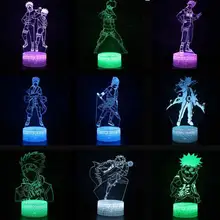 Наруто Аниме 3D ночной Светильник креативный Электрический иллюзионный 3d настольный светильник светодиодный 7 цветов меняющийся USB сенсорный Настольный светильник для детского подарка