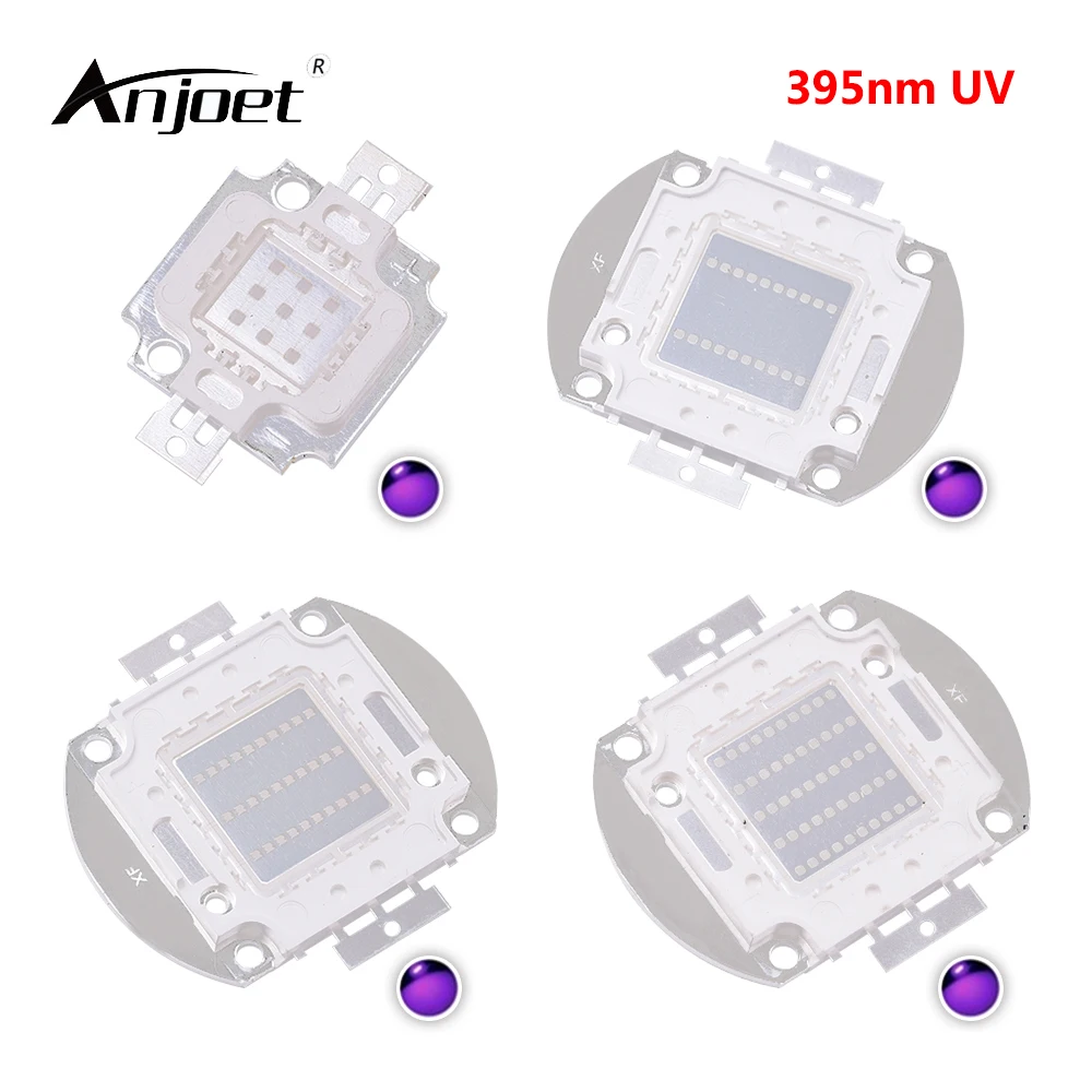 ANJOET 10 Вт 20 Вт 30 Вт 50 Вт лампы высокой мощности УФ фиолетовый светодиодный Интегральные чипы 395Nm высокой мощности COB ультрафиолетовые огни