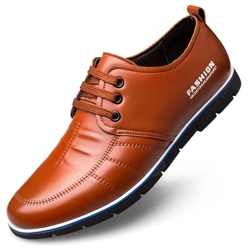 YJP/; мужские повседневные кожаные туфли; Летние удобные туфли из микрофибры с мягкой подошвой для деловых людей; Брендовая обувь на плоской подошве; удобная обувь - Цвет: Коричневый