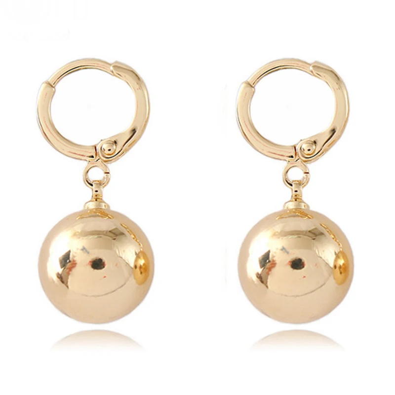 Buy SRCOI 12MM Gold Color Beads Balls Metal Hoops