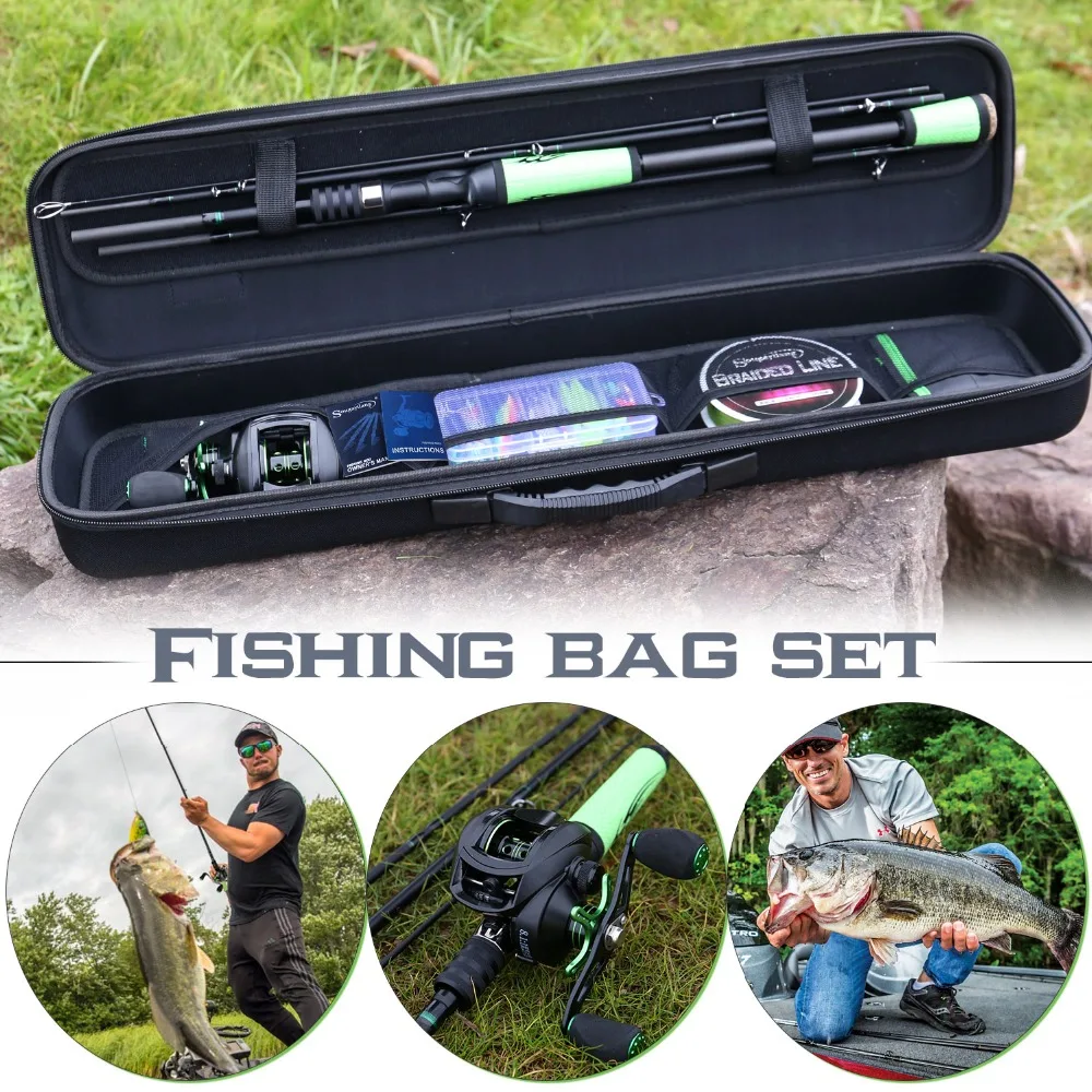 Potência de Fibra Sougayilang Seção Carbono Baitcsting Haste Kit Completo Conjunto Carretel Fundição 100 Linha Pesca Iscas Ganchos Gabarito Cabeça 4 m 22 High Quality Esporte e Lazer