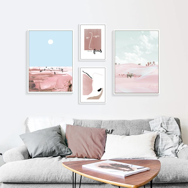 

Scenery Canvas Painting Girl Nordic Poster Abstract Art Home Decor Minimalist Canvas Painting Retro Wall Pictures For Bedroom