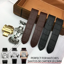 20mm 23mm Top Quality Genuine Leather Texture Italian Cowhide Watch Strap Universal Belt Perfect for Watches Santos DE Cartier