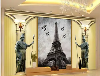 

3d wallpaper Custom 3d wall murals wallpaper Statues and tower setting wall 3 d space wallpaper