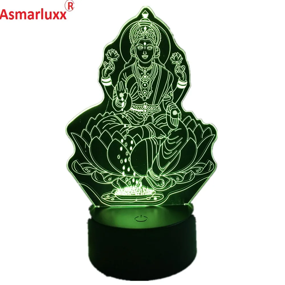 

Buddha 3D LED Night Light With USB Touch Table Lamp as Decoration Christmas Holiday Lights Four hand figures Good Luck Deco Gift