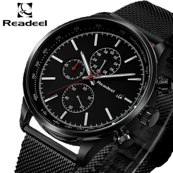 

Readeel Fashion Mens Watches Top Brand Luxury Quartz Watch Men Casual Slim Mesh Steel Waterproof Sport Watch Relogio Masculino