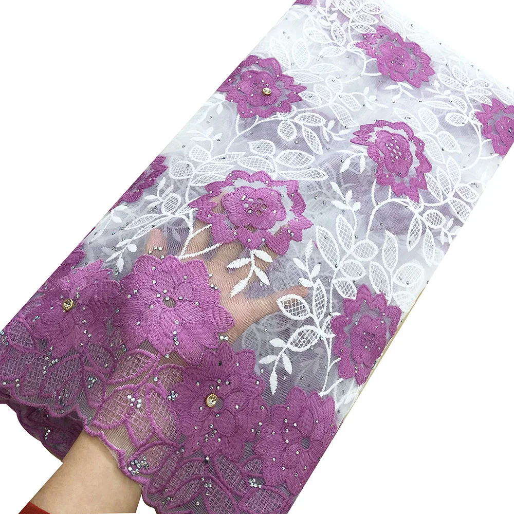 

2019 Newest lace for wedding onion tulle lace fabric with stones embroidery mesh fabric 5 yards for sewing women dresses