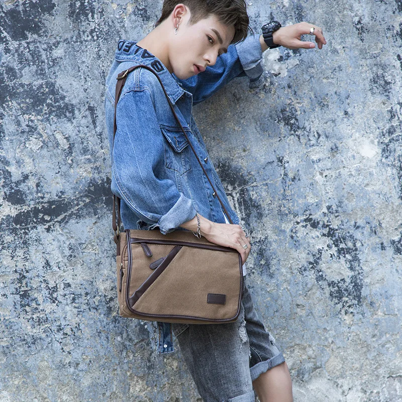 

New Men's Retro Slant Bag Recreational Canvas Bag Single Shoulder Bag Simple Men's Slant Bag
