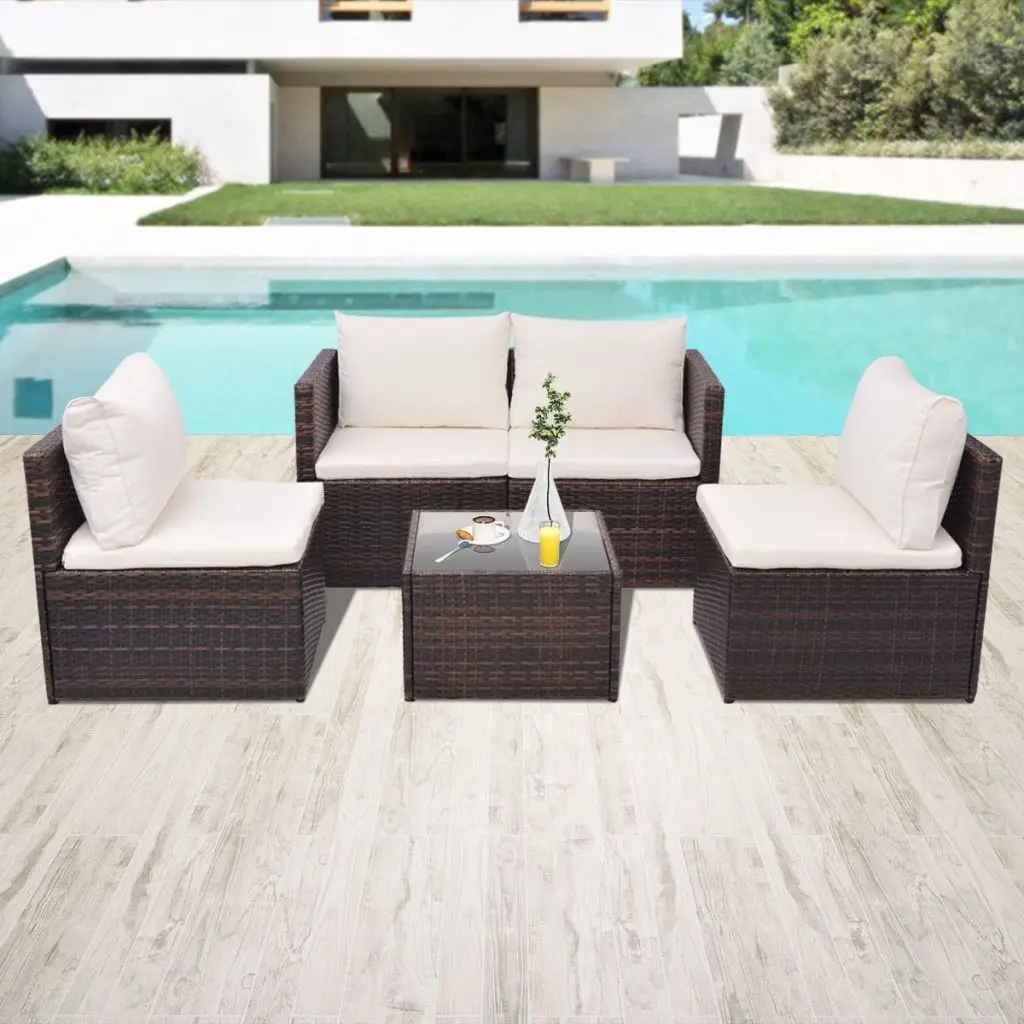 vidaXL 13 Piece Garden Sofa Set Poly Rattan Brownpoly rattanrattan