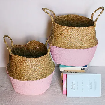 

Simple Life Seagrass Wicker Basket Basket Nursery Bonsai Flower Pot Folding Storage Balcony Garden Decoration Seed Plant Maceta
