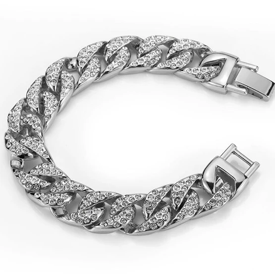 Модный золотой серебряный черный браслет из нержавеющей стали с кубинским звеном, браслет-цепочка для мужчин и женщин, хиппи, ювелирные изделия в стиле хип-хоп - Окраска металла: SZ009S