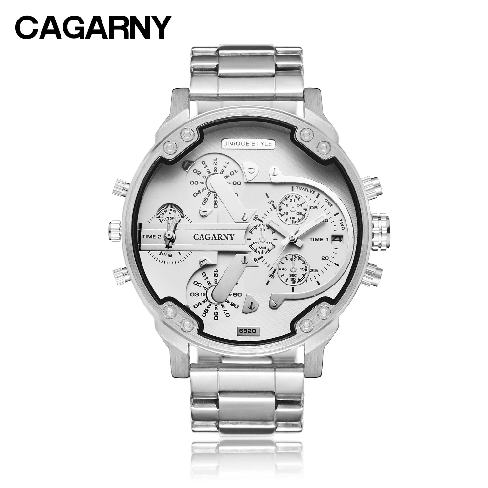 cagarny mens watches quartz watch men dual time zones big case dz military style 7331 7333 7313 7314 7311 steel band watches free shipping (4)