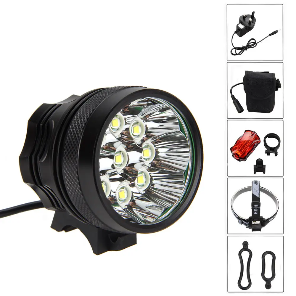 

4500 Lm 9xT6 LED Bike Light Head Bicycle Light Headlamp Torch +Taillight+6x18650 Battery Pack
