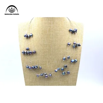

MADALENA SARARA 7-8mm Freshwater Pearl Baroque Pearl Multi-Rows Simple Style Two Colors Options