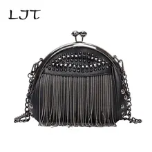 LJT Korean Lady Fashion Tassel Rivet Cool Chain Single Shoulder Messenger Clip Bag Women Small Square Bag Women Luxury Handbags цена LJT Korean Lady Fashion Tassel Rivet Cool Chain Single Shoulder Messenger Clip Bag Women Small Square Bag Women Luxury Handbags цены онлайн