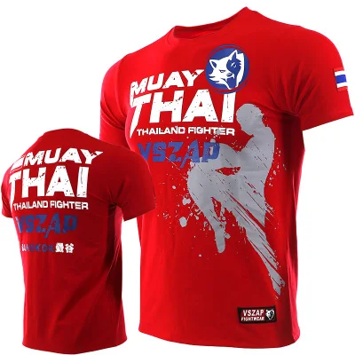 Футболка VSZAP Thailand boxing MUAY THAI тренировочная Боевая футболка - Цвет: Red