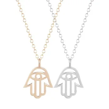 1 Piece Hamsa Hands Pendant Necklace Zinc Alloy Chocker Necklace for Women Handmade Fashion Jewelry Pendant Necklace