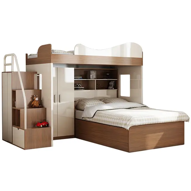 Cbmmart Children Mdf Bunk Bed With Wardrobe Desk Storage Stairs