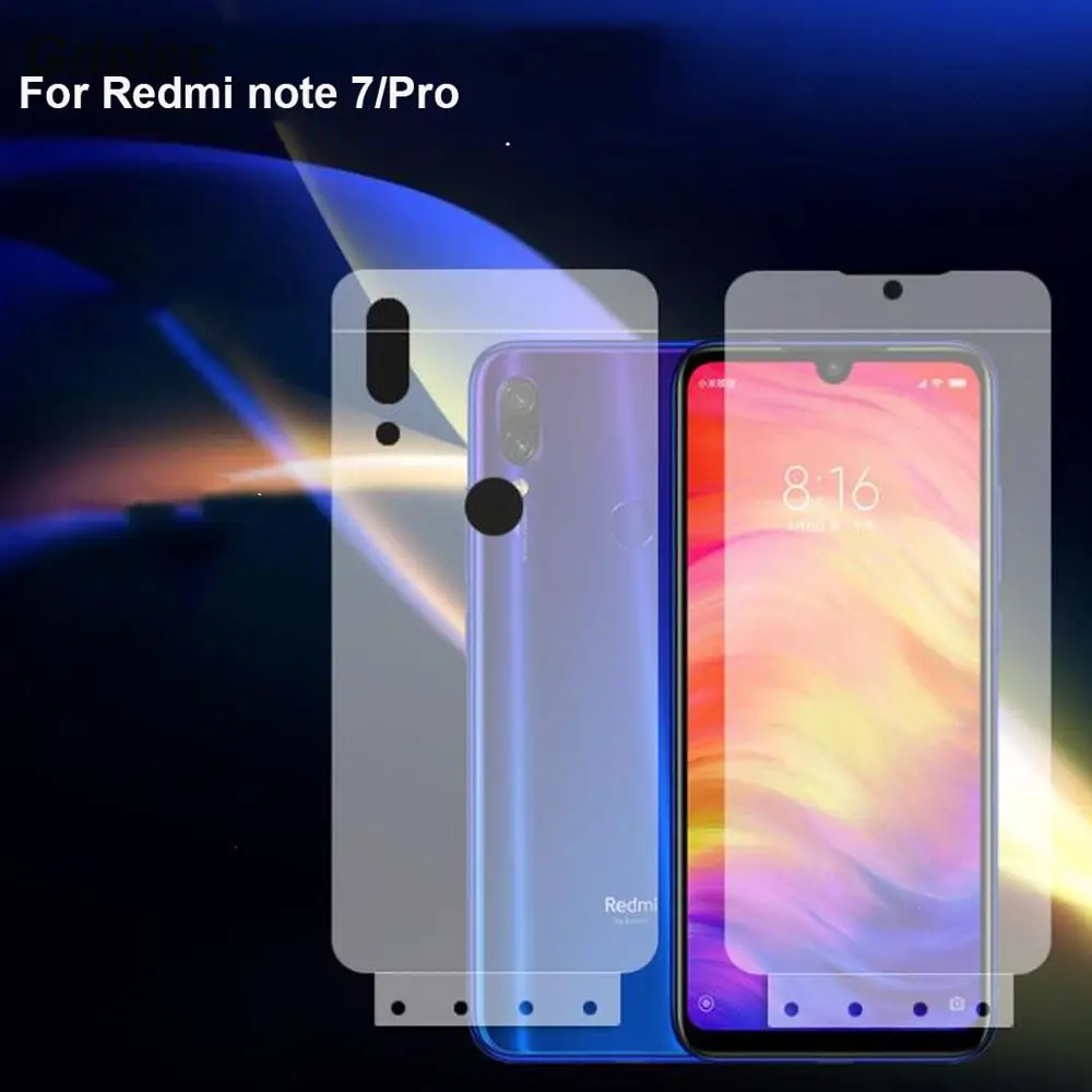 

2PCS 9D Front+Back TPU Screen protector for xiaomi redmi note 7 Full Coverage Hydrogel Film for redmi note 7 pro Nano film