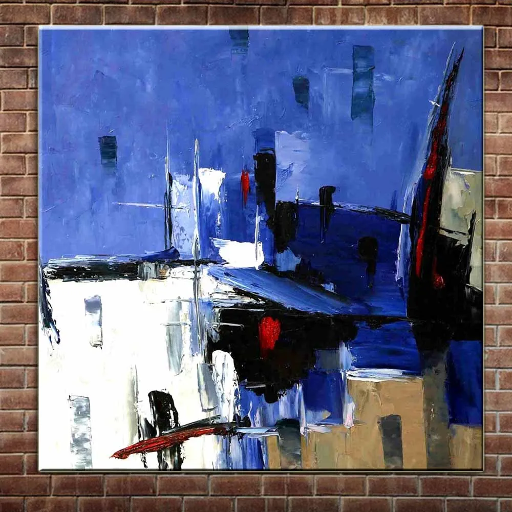 

Hand Painted Abstract Blue Color Oil Paintings On Canvas Abstract Blue Wall Picture For Living Room Bedroom Home Wall Decor Art