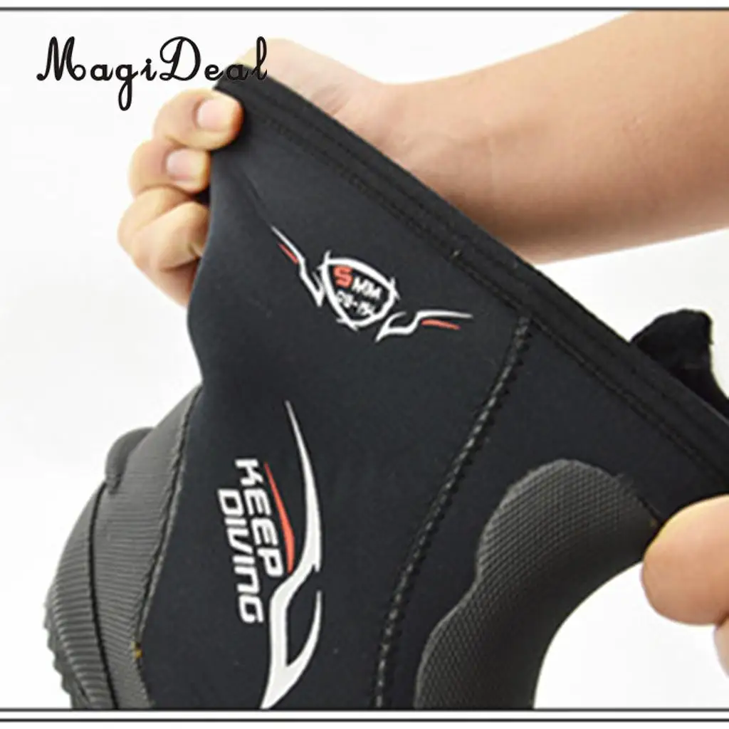 MagiDeal Unisex 5mm Premium Neoprene Hi Top Wetsuits Zipper Boot Diving Boots Water Sports Snorkeling Booties Shoes Black