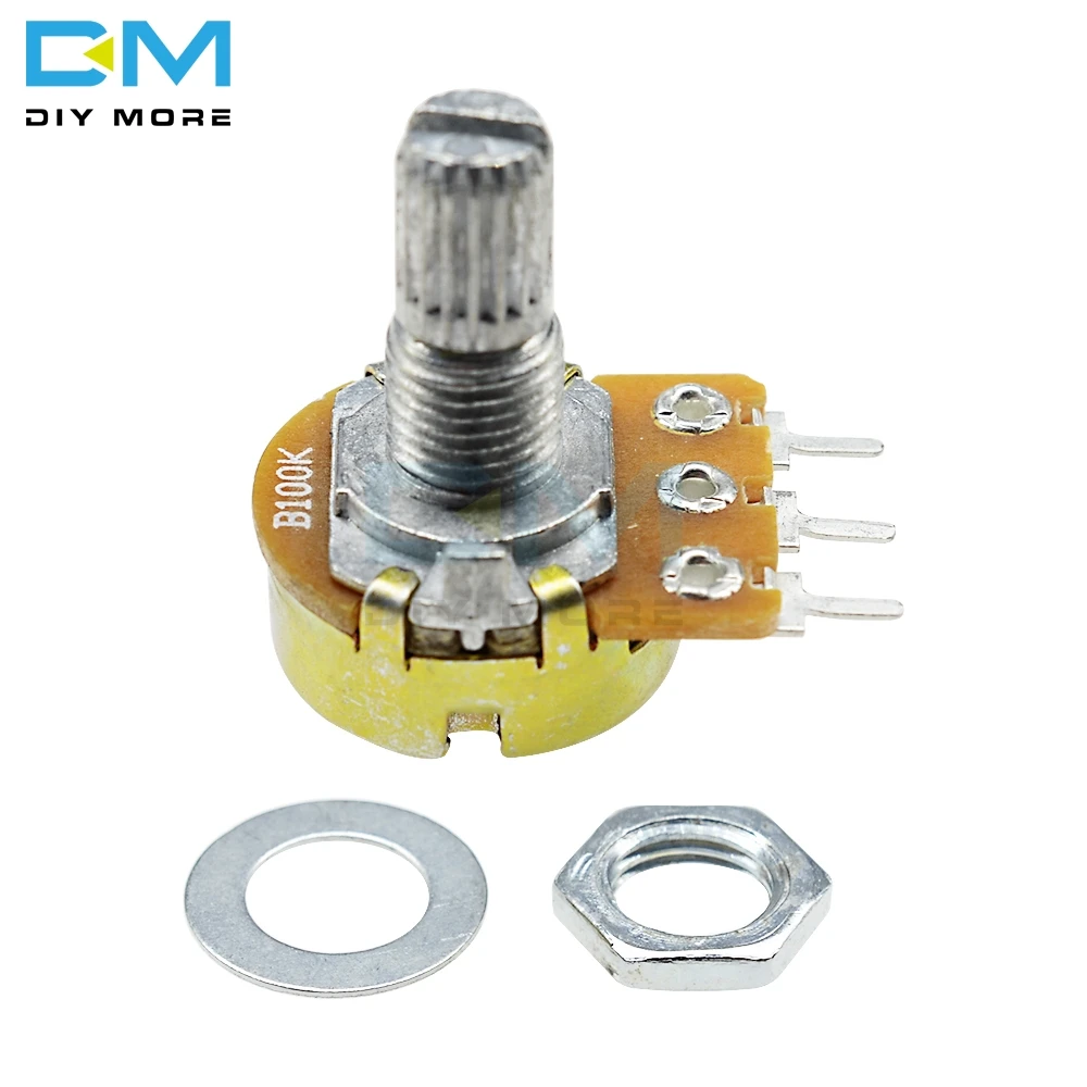 5 шт. WH148 поворотный потенциометр B1K 5 к 10 к 20 к 50 к 100 к B500K Ом Линейный Конус 3 контактный потенциометр с синими колпачками для Arduino