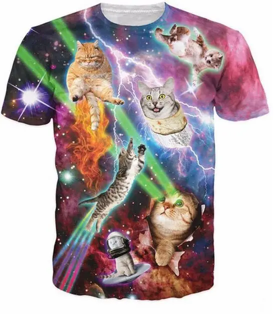 

Cool Cat 3D Printed T-shirts Harajuku Disco Kitten Graphic Tee Shirt Fashion Casual Tops Space Galaxy Comfortable Yezzy Tshirt