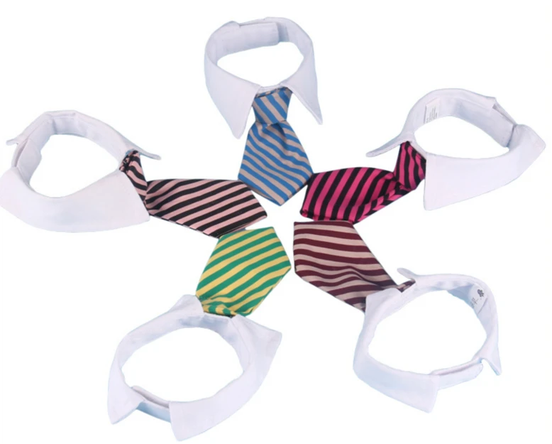 

Pet articles Gentleman adorable print on two sides striped trendy dog tie