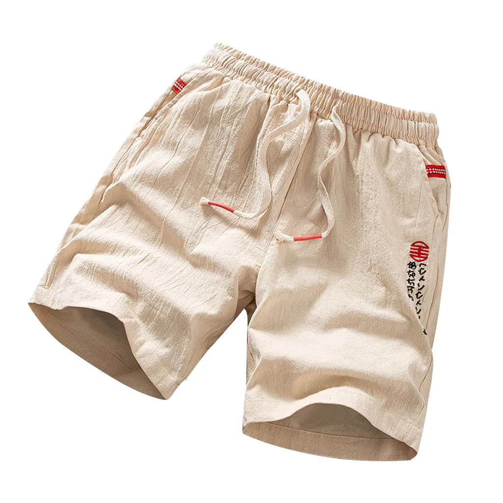 Шорты мужские летние однотонные штаны для бега льняные хлопковые Свободные Комбинезоны с несколькими карманами шорты мужские шорты Уличная одежда бермуды homme