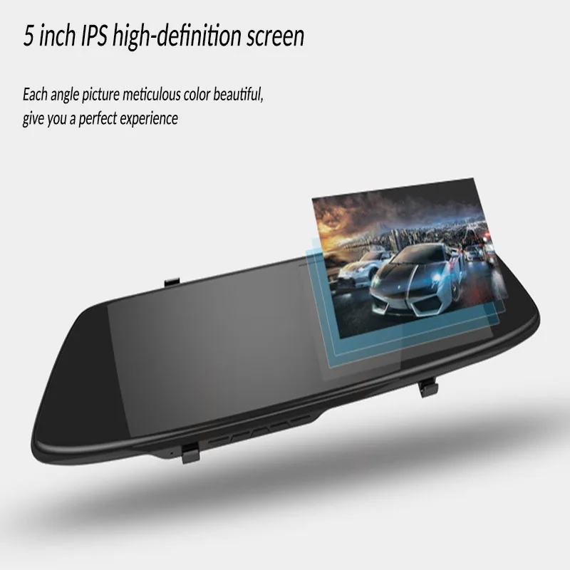 

2017 new rearview mirror HD DVR 5 inch IPS screen dual lens automatic cycle coverage recording night vision driving recorder