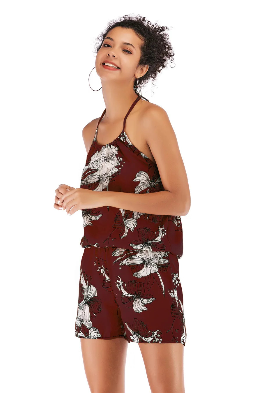 Gladiolus Bohemian Romper Women Sleeveless Halter Backless Sexy Floral Print Rompers Womens Jumpsuit 2019 Sexy Ladies Playsuit (11)