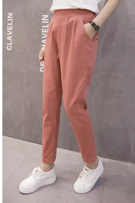 

Women Nine Points Pants Tide Feet 2019 Spring the New Casual Bundling Wide Waist Belt Pure Color Pencil Pants