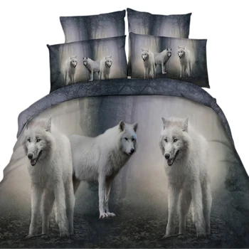 

yeeKin New Design 3d HD Printed Cotton Bedding Sets 3/4pcs Arctic Wolf Pattern Quilt/Duvet Cover No Comforter (Full)for Adult