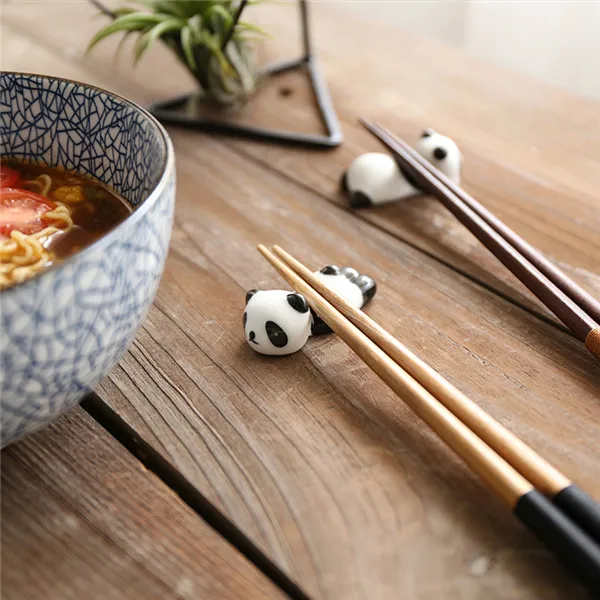 Cute Panda Chopsticks Stand Rest Ceramic Figure Toys 3pcs - 9