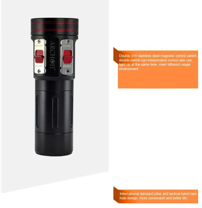 ARCHON W40VR D34VR Underwater UV light Photography Diving Led Fashlight Video Torch + 32650 +charger