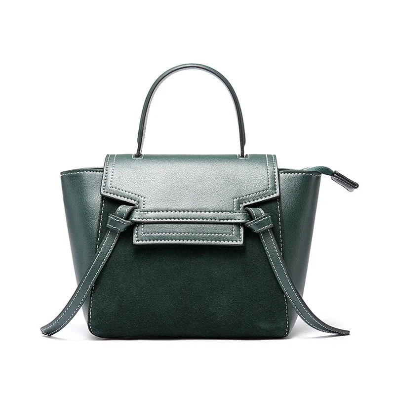 

caker 2018 women bag split leather shoulder bag trapeze shape women messenger bags with belt wing chain crossbody bag for women