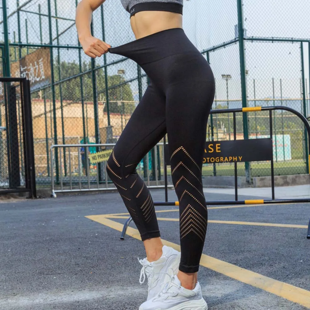 

Brand Fashion New design Leggings Women Fitness elastic Running Training Elastic Hollow Pants Athletic Fitness Gym Trouser