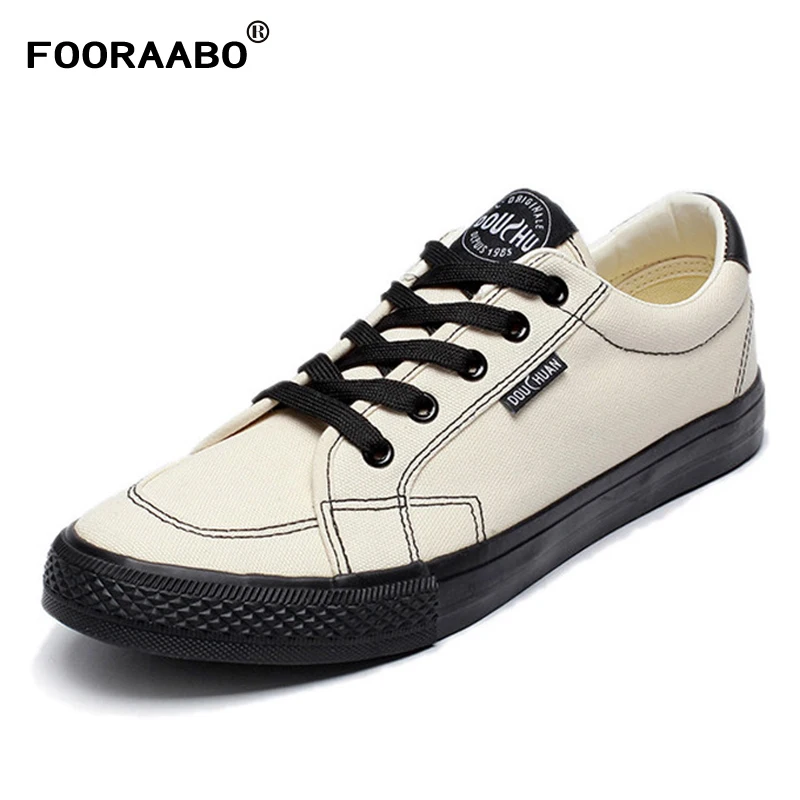

FOORAABO New 2019 Spring Men's Casual Canvas Shoes Summer Canvas Shoes Man Brand Men Sneakers Low top Black Shoes Male Sneakers