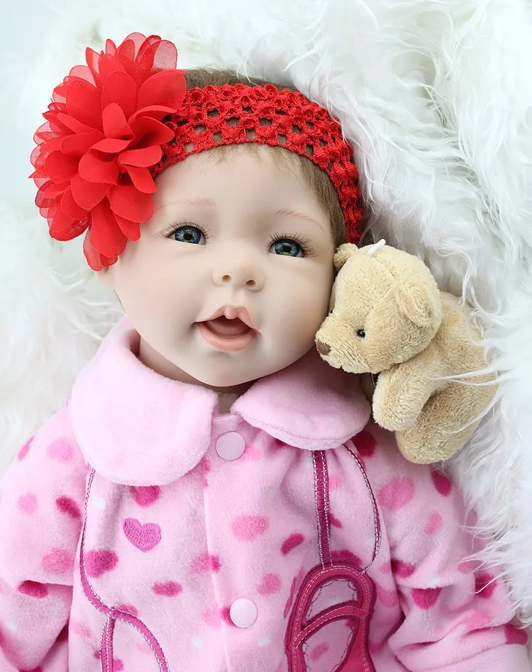

bonecas with pacifier bottle toys gift 22" high quality Lifelike Silicone reborn baby doll realistic bebe girl reborn