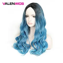 Valenwigs длинные волнистые волосы 28 дюймов 70 см высокая плотность температура Синтетический парик для черный белый женщин бесклеевой косплей парик