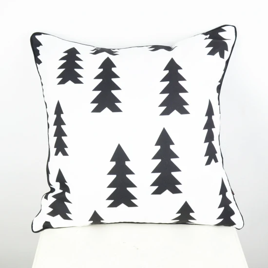 

45*45 cm capa de almofada Home Textile Black and White Christmas Tree Pillow Case Decorative Pillow Cover Pillowcase