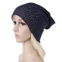 Горный хрусталь шапочки Для женщин Кепки осень зима теплая вязаная Кепки одноцветное Цвет Skullies для Для женщин девочек шляпа моды шапочка Шапки 8C1094