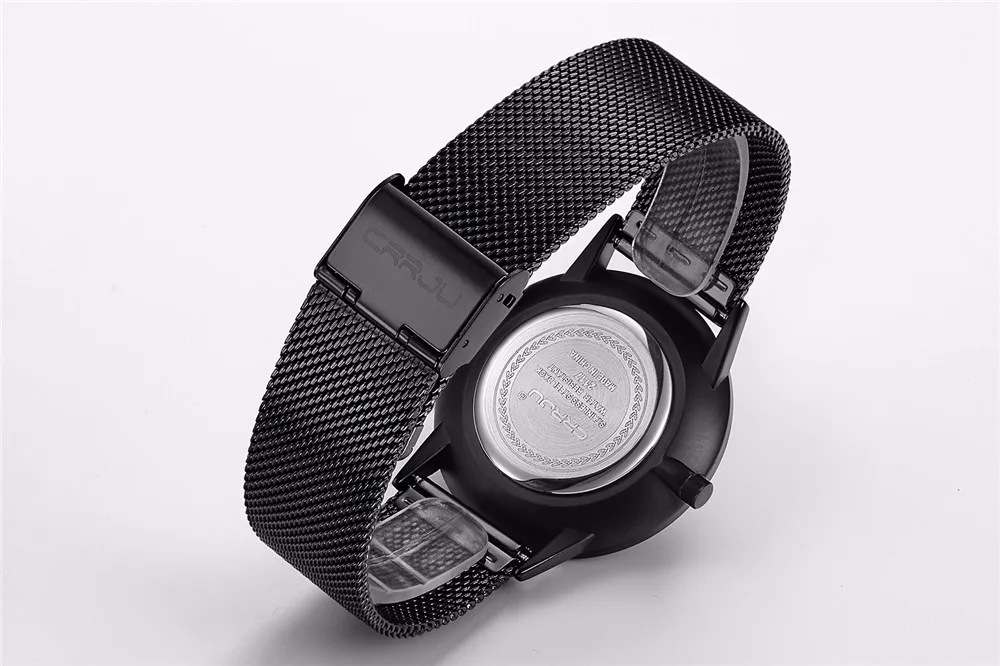 Мужские часы брендовые роскошные часы повседневные мужские черные японские кварцевые часы из нержавеющей стали с сетчатым ремешком ультра тонкие часы мужской подарок