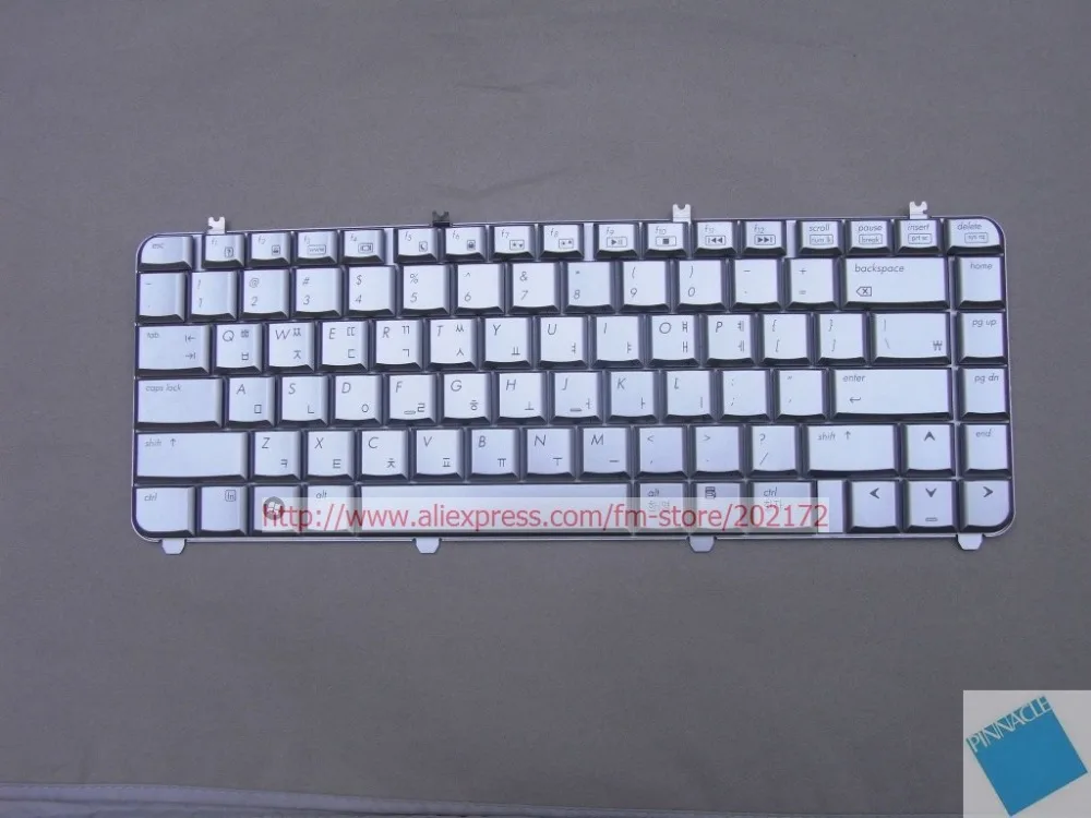 Серебряная клавиатура для ноутбука 488590-AD1 AEQT6Y00110 HP Pavilion DV5 series (Корея) 100%