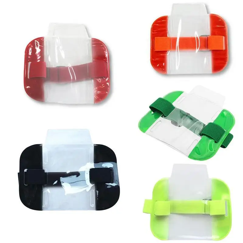 

New Hot Elastic Arm Band ID Badge Holder Photo Armband Credit Card Case Adjustable Elastic Strap Card Holder PVC ID pouch