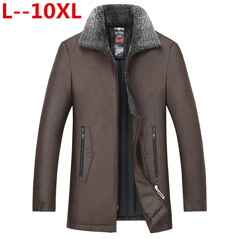 

10XL 8XL 6XL New Winter Men Genuine Leather Coat Sheepskin Mink Collar Real Leather Down Coat Men's Leather Jacket Warm Winter