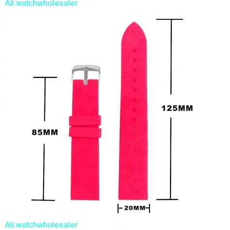 20mm Hot Pink Cartoon Silicone Jelly Rubber Lady Watch Band Straps WB1086L20JB
