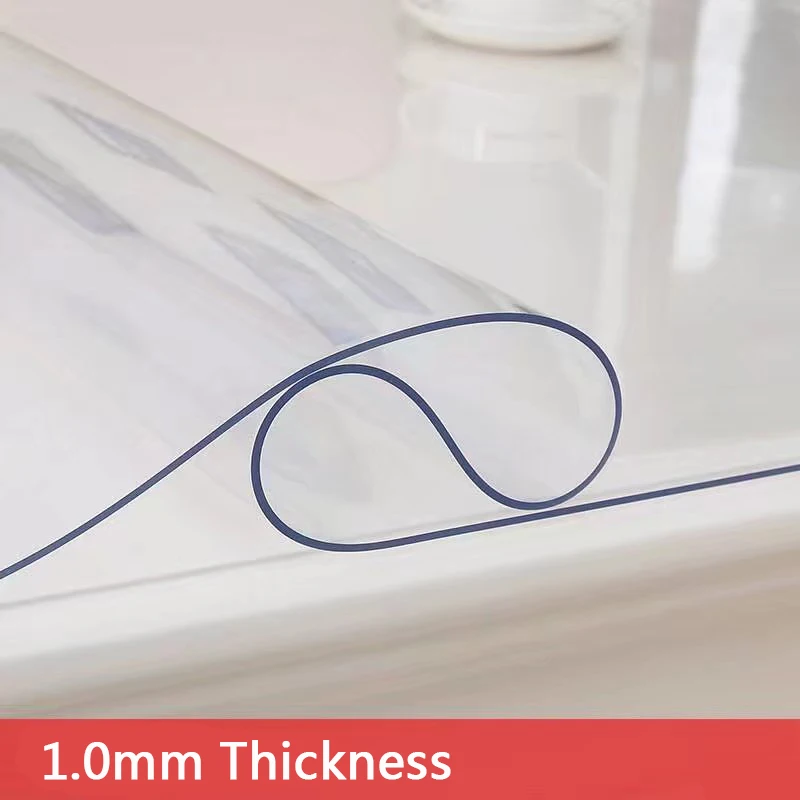 Soft Glass TableCloth Transparency PVC Table Cloth Waterproof Oilproof Kitchen Dining Placemat Pad for Party Wedding Home 1.0mm