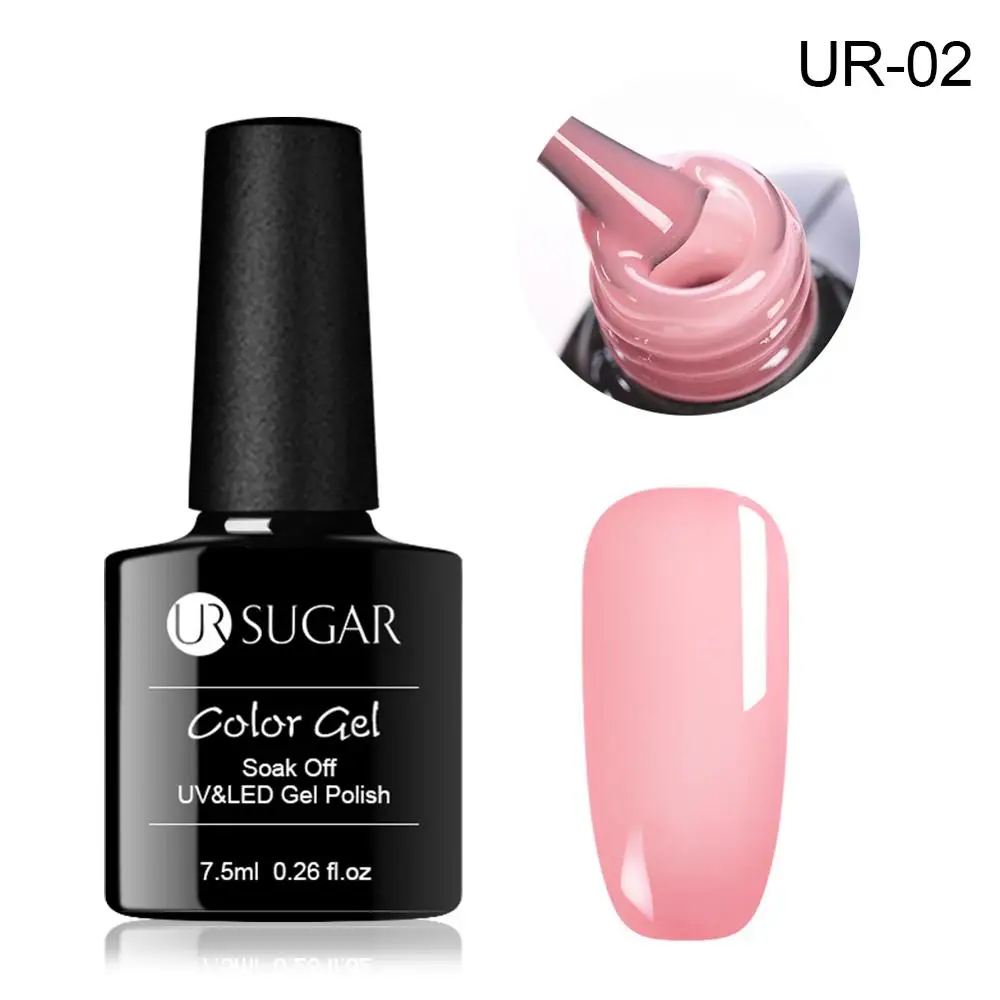 Ur Sugar желе-розовый Гель-лак для ногтей полупрозрачный розовый Цвет гель Полупостоянный замачиваемый УФ-Гель-лак 7,5 мл Лак для дизайна ногтей - Цвет: UR-02